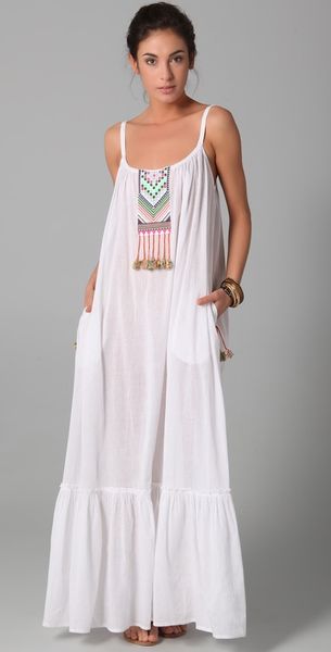 Mara Hoffman Embroidered Peasant Dress in White - Lyst
