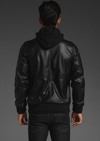 obey leather jacket with hoodie mens