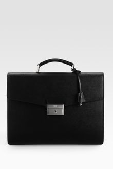 Prada Saffiano Double-gusset Briefcase - Lyst