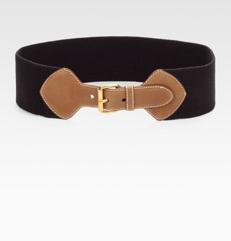Prada Leather Accented Elastic Belt in Black (nero) - Lyst