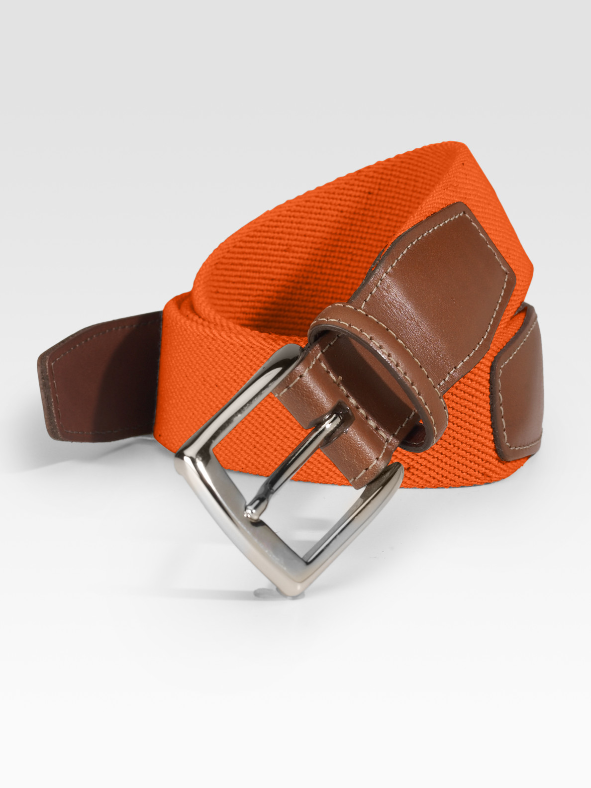 Saks Fifth Avenue Men Collection Woven Cotton Belt in Orange for Men | Lyst