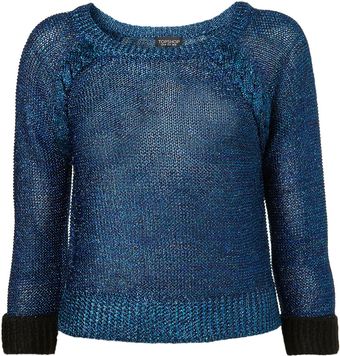 Topshop Knitted Boxy Lurex Jumper - Lyst