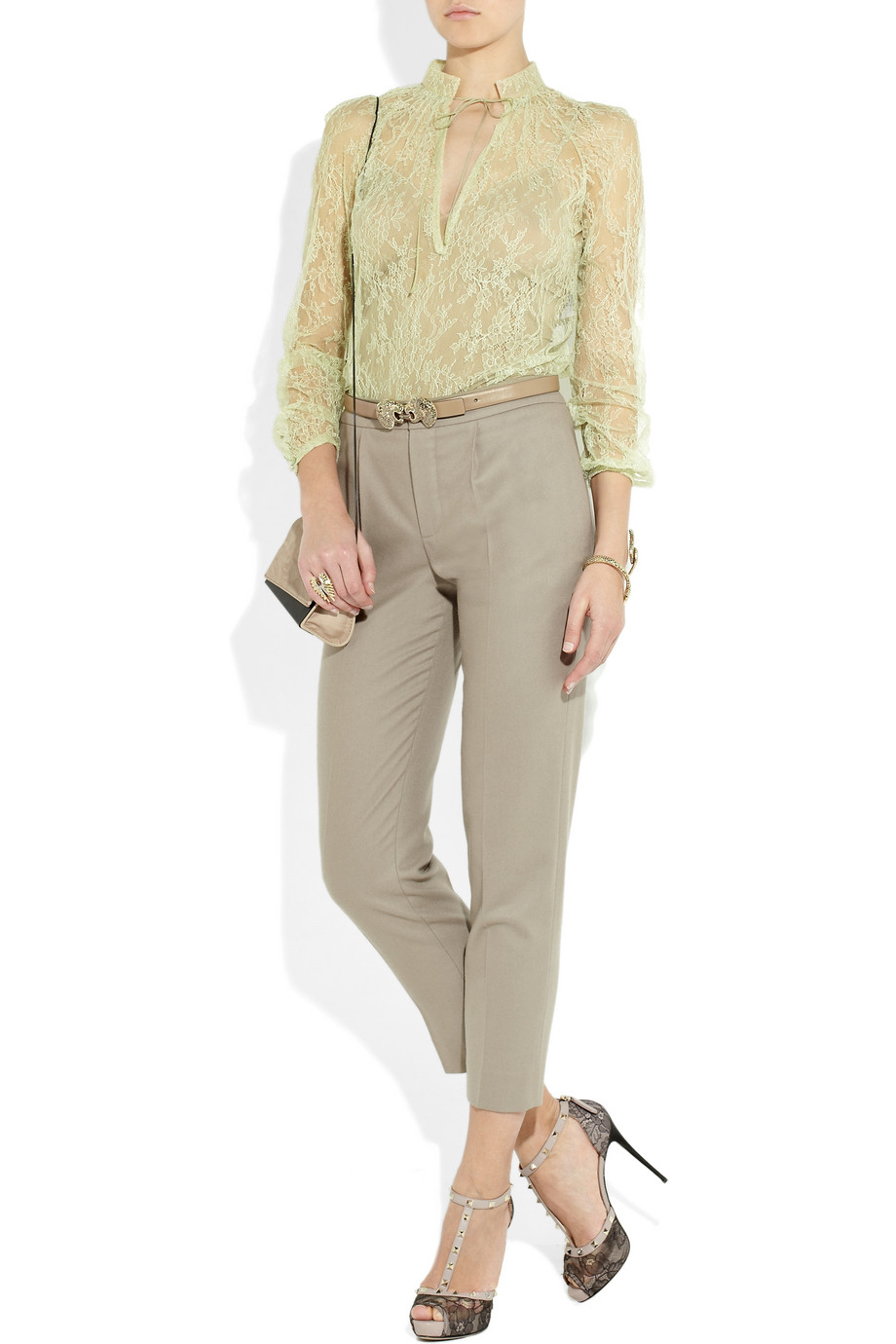 Lyst Valentino Lace Blouse In Green