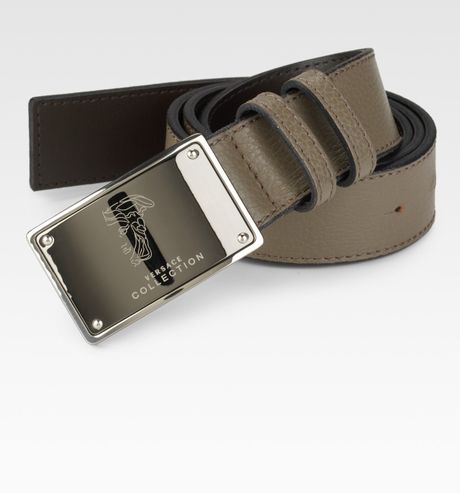 Versace Signature Leather Belt in Beige for Men (tan) - Lyst