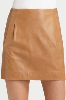 Vince Pleated Lambskin Leather Mini Skirt - Lyst