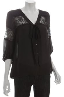 Dolce Vita Black Silk Tie Detail Clio Lace Blouse - Lyst