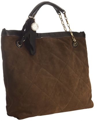  Brown Quilted Suede Amalia Ribbon Chain Bag 