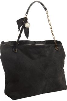 Lanvin Grey Quilted Suede Amalia Ribbon Chain Bag - Lyst
