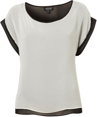 Topshop Short Sleeve Contrast Tee - Lyst