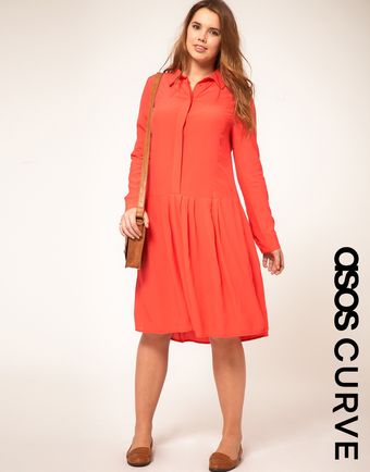 Long Asos Curve Shirt Dress With Dropped Waist - Lyst