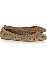 Burberry Perforated Suede Ballet Flats