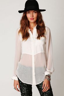 Free People Sheer Buttondown Tunic - Lyst