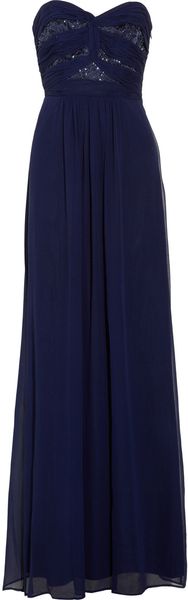 Laundry By Shelli Segal Embellished Silk-chiffon Gown - Lyst