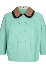 Marni Leather Jacket with Contrasting Peter Pan Collar