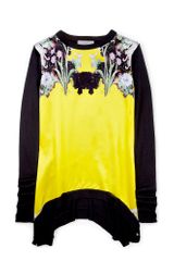 Preen Yellow Kimono Print Silk Sweater