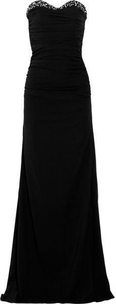 Badgley Mischka Embellished Ruched Crepe Gown - Lyst