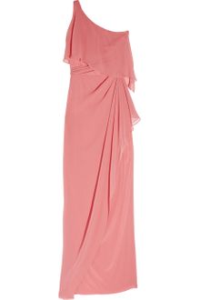 Badgley Mischka Draped Silk-chiffon Gown - Lyst
