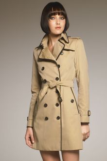 Burberry Leather-trim Trenchcoat - Lyst