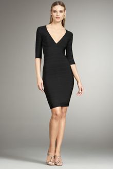 Hervé Léger V-neck Bandage Dress - Lyst