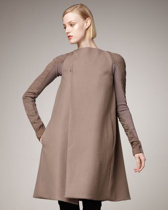 Rick Owens Wool & Leather Coat - Lyst
