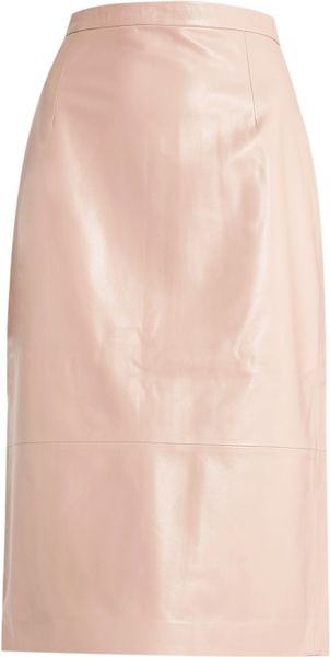 Tibi Blush Leather Pencil Skirt in Pink (blush) - Lyst