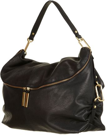 Topshop Clip and Leather Slouch Bag - Lyst