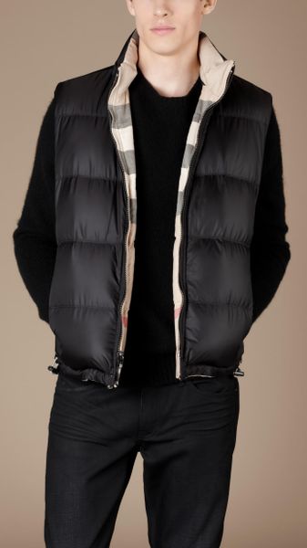 Burberry Brit Reversible Puffer Vest In Black For Men Lyst 