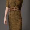 Burberry Zip Front Ruched Dress in Khaki (khaki green) - Lyst