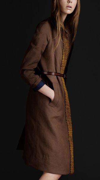 Burberry Prorsum Beaded Linen Trench Coat in Brown (cocoa) - Lyst
