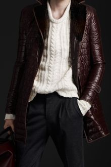 Burberry Prorsum Quilted Nylon Trench Coat with Fur Collar - Lyst