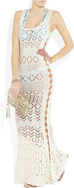 Emilio Pucci Crochet Knit Cotton Maxi Dress In White Lyst 4622