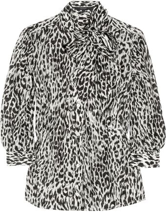  Animal-Print Cotton And Silk-Blend Blouse 