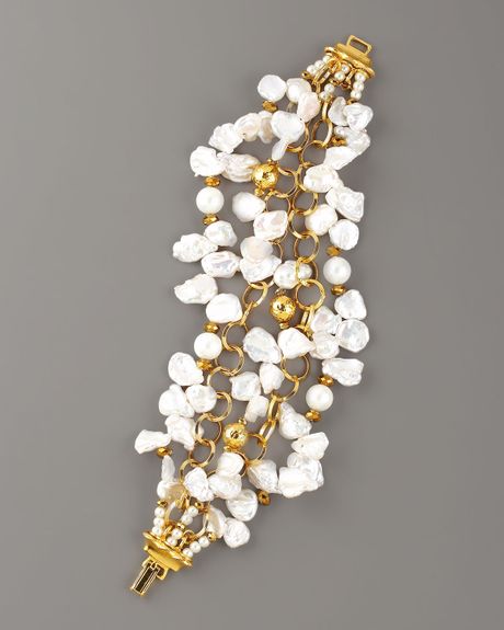 Jose & Maria Barrera Keshi Pearl Twist Bracelet in White (pearl) - Lyst
