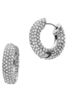 Michael Kors Pave Huggie Hoop Earrings, Silver Color - Lyst