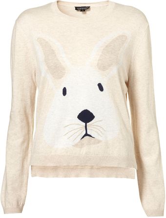 Topshop Knitted Bunny Motif Jumper - Lyst