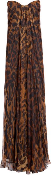 Alexander McQueen Silk Chiffon Ocelot-print Dress - Lyst
