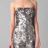 Marchesa Sequined Strapless Dress in Silver (pewter) - Lyst