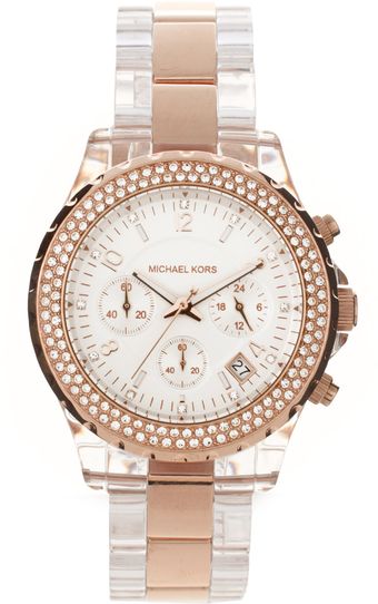 Michael Kors Rose Gold Detail Bracelet Watch - Lyst
