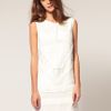 Asos Collection Shift Dress With Pleat Detail in White (cream) - Lyst
