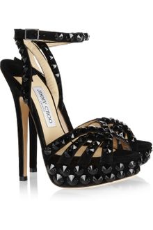 Jimmy Choo Jade Crystal-embellished Suede Sandals - Lyst