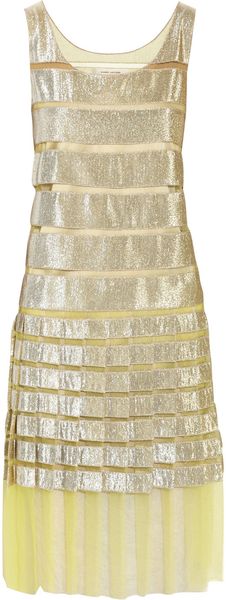 Marc Jacobs Metallic Lamé and Mesh Striped Dress - Lyst
