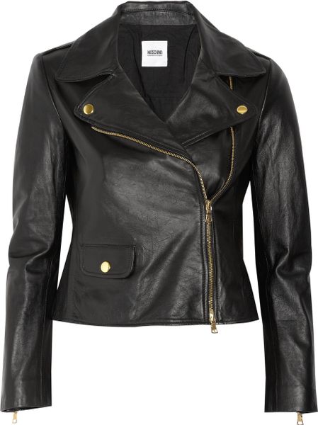 Moschino Cheap & Chic Leather Biker Jacket in Black - Lyst