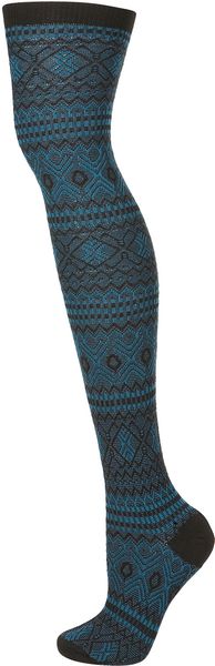 Topshop Optical Aztec Over Knee Socks - Lyst