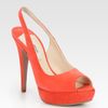 Prada Suede Peep Toe Slingback Pumps in Pink (coral) - Lyst