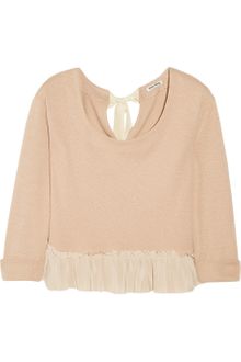 Miu Miu Silk-Trimmed Cotton-Blend Sweater - Lyst