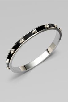 Alexander McQueen Enamel Accented Skull Bangle Bracelet - Lyst