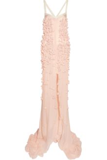 Antonio Berardi Floral-appliquéd Silk-chiffon Gown - Lyst