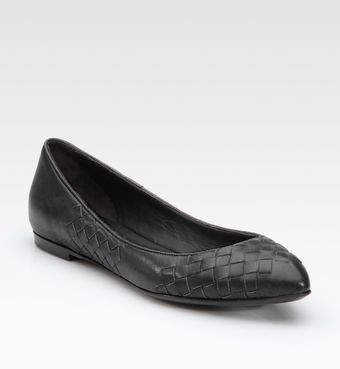 Bottega Veneta Woven Leather Ballet Flats - Lyst