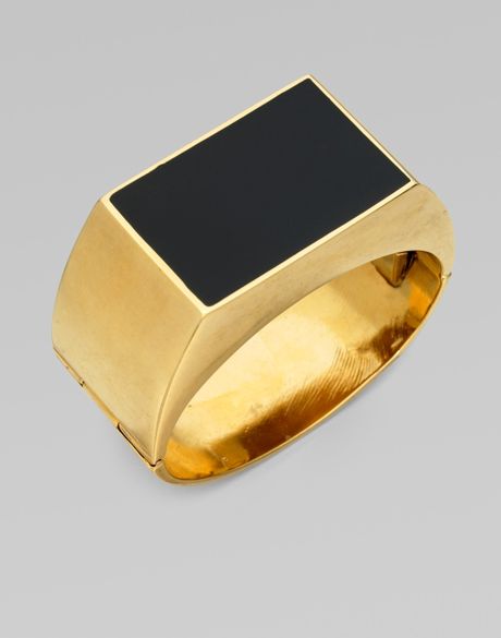 Stella Mccartney Enamel Accented Bangle Bracelet in Black - Lyst
