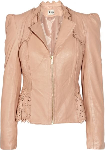 Alice By Temperley Libre Lasercut Leather Jacket in Pink (blush) - Lyst